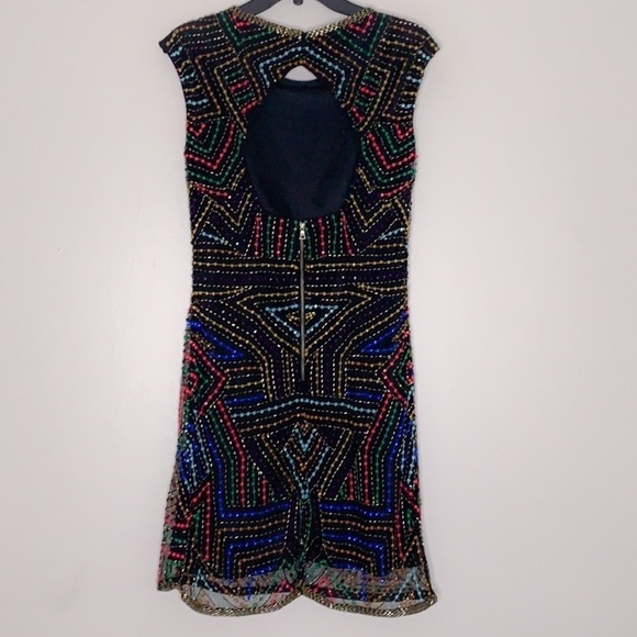 Phoebe x Neiman Marcus handbead mini dress multi color women’s 6 black cocktail - Picture 5 of 8